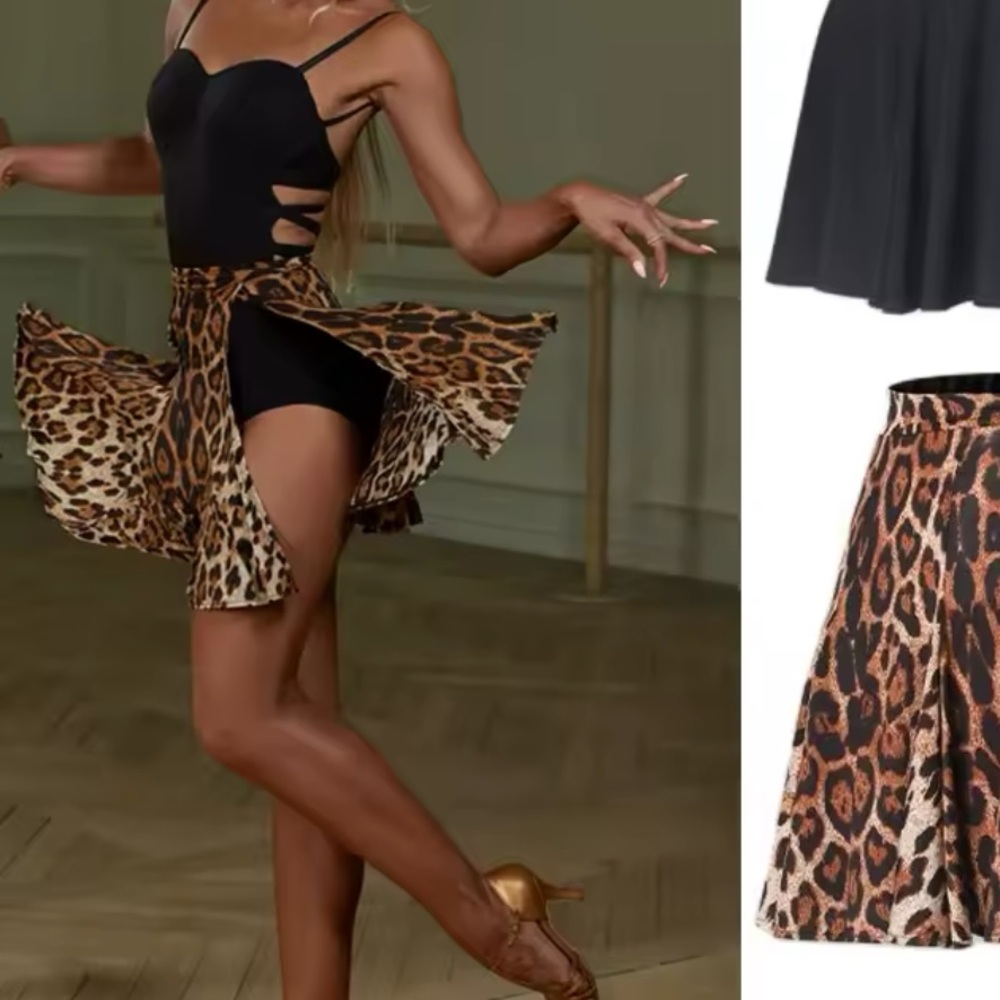 Latin practice skirt. Leopard print. Wrap around. Size medium.